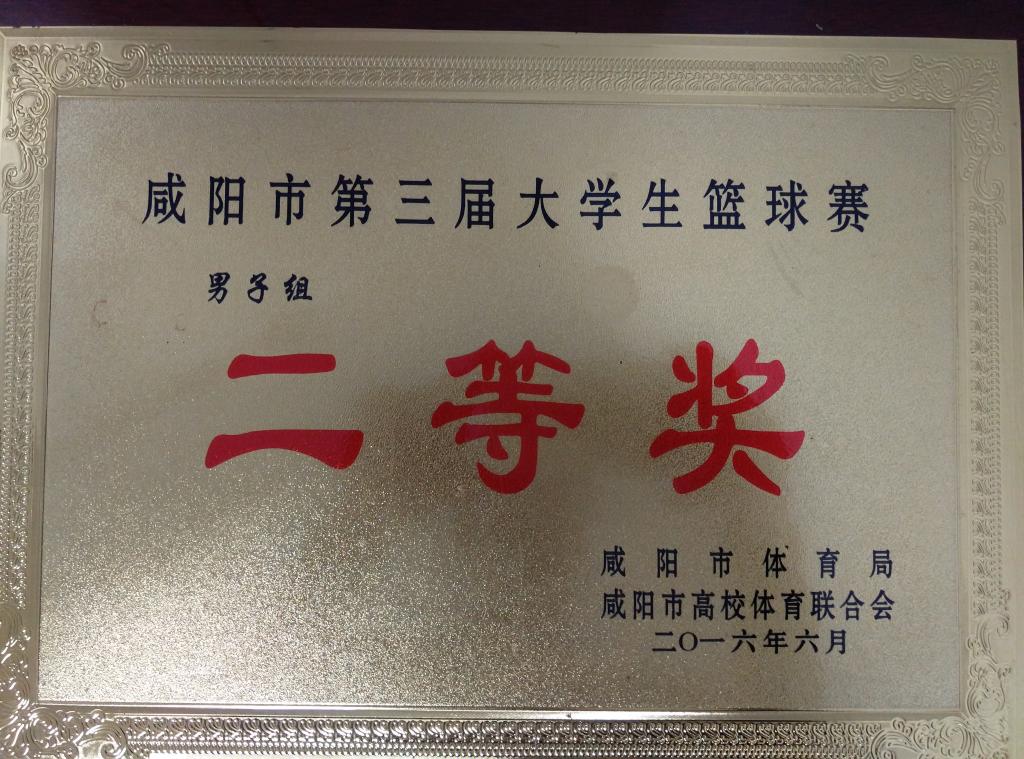 ​咸阳市第三届大学生篮球赛二等奖